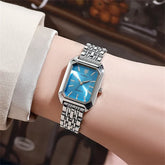 Luxury Ladies Fashion Quartz Watch – Simple Square Design, Gold Plated Stainless Steel - Himpall